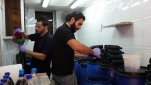 يعملون بكد في تعبئة الجلاب